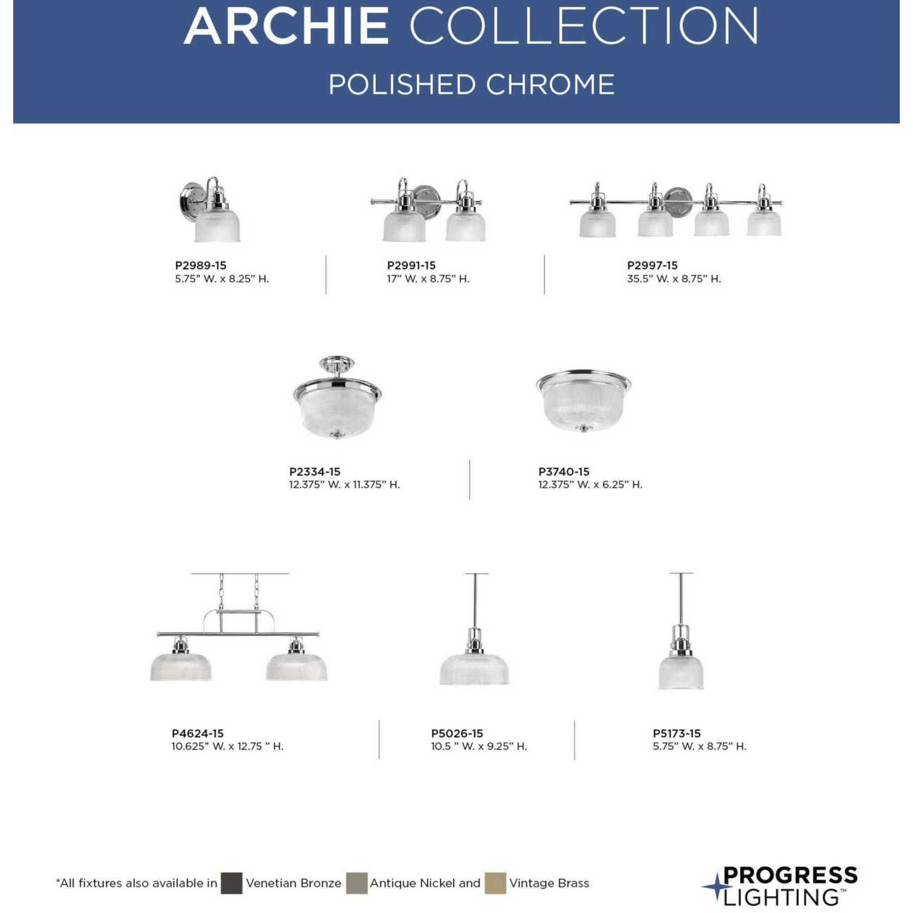 Archie 2 Light 17 inch Polished Chrome Bath Vanity Wall Light